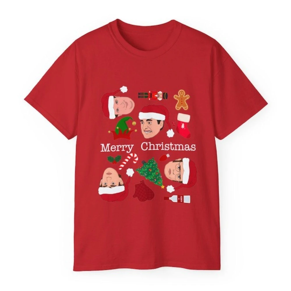 The Office Christmas Shirt Merry Christmas Michael Scott Dwight Schrute Jim Halpert Kevin Malone Graphic T Shirts Woman Man