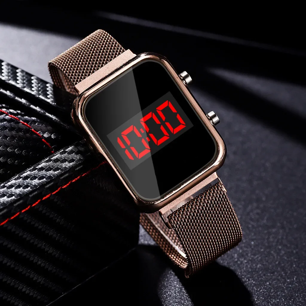 New Electronic Digital Women Watches Silver Alloy Case Fashion Easy Read Casual Sports Ladies Watch Magnetic Buckle reloj mujer