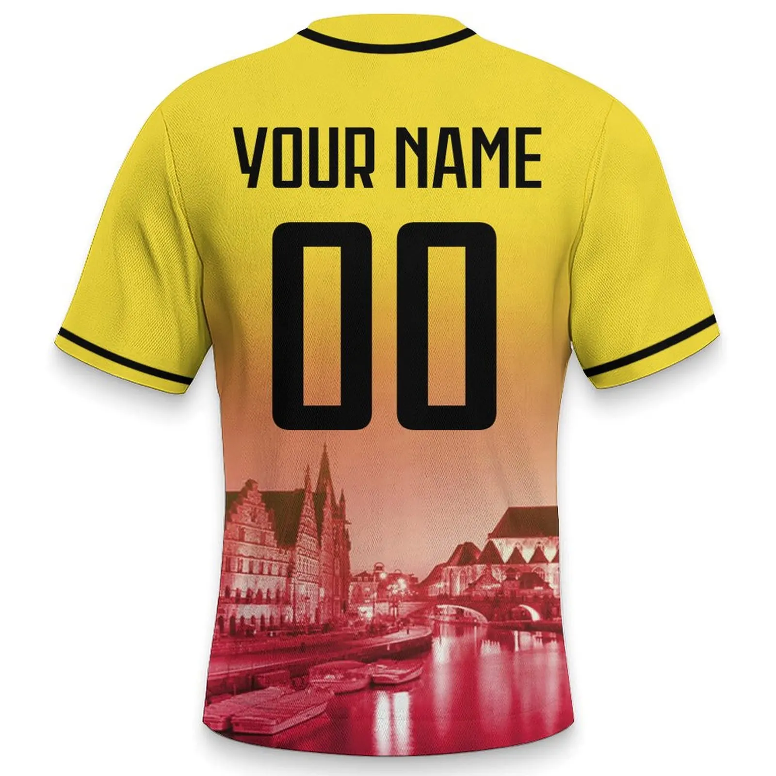 Custom Belgium Baseball Jersey with City Skyline Personalized Name Number Baseball Shirt for Men Women Youth Kids view 4