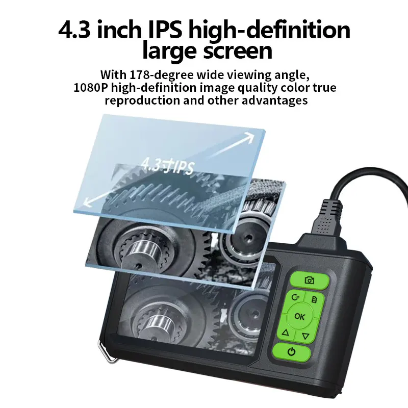 Telecamera per endoscopio industriale con schermo IPS da 4.5 pollici HD 1080P Mini telecamera per ispezione di tubi per auto con obiettivo singolo