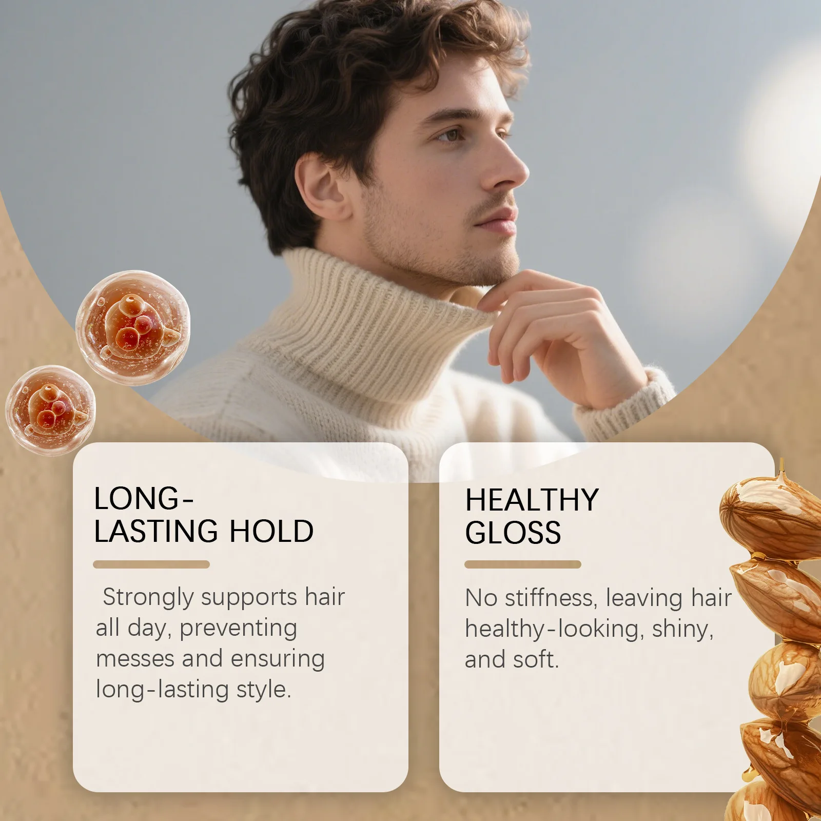 

HOEGOA Марокканский ореховый масляный гель для укладки волос, удерживающий форму, осветляющий мышц, устраняющий вьющиеся волосы, сохраняющий разглаживающий крем для мужчин и женщин, прическа