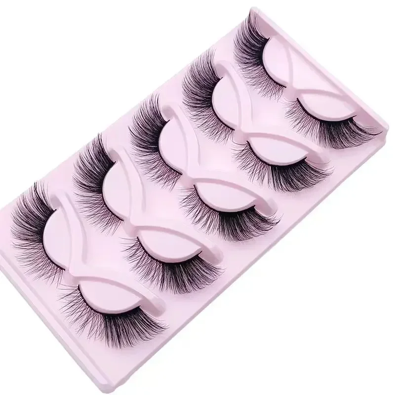 Faux Cils 3D Naturels en Faux Vison, Accessoire de Maquillage, 5 Paires