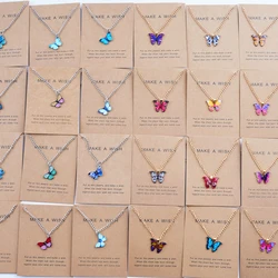 20Pcs/Lot Korean New Butterfly Pendant Necklace for Women Gilrs Cute Lovely Neck Jewelry Accessories Birthday Gifts