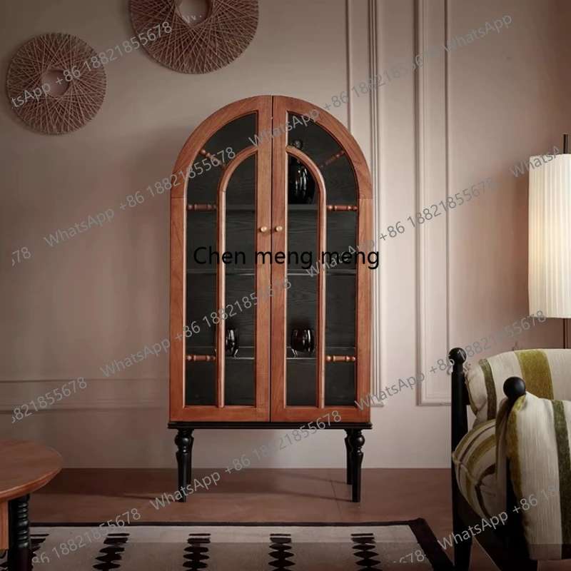 

Декоративный шкаф в стиле французского ретро из массива дерева, витрина для кабинета, стеклянная дверца, боковой шкаф для гостиной