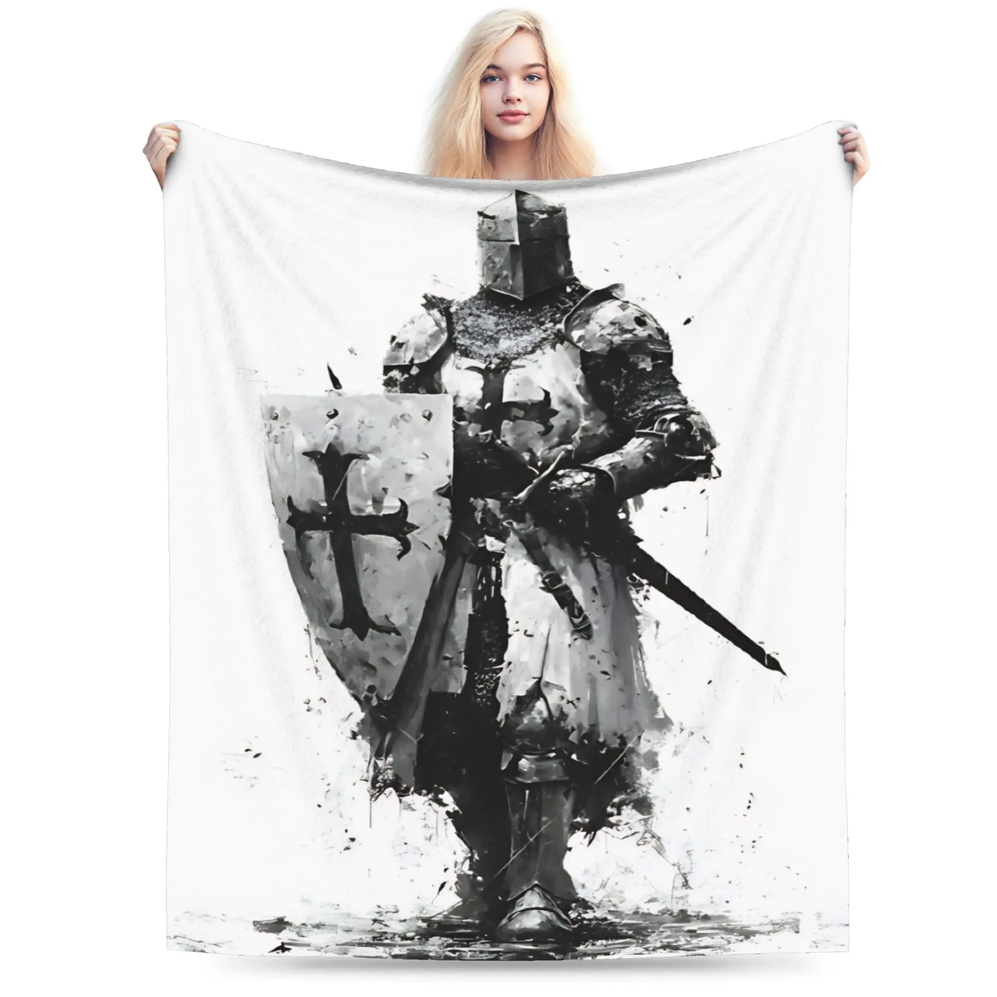 Knights Templar Cross Art Plush Blanket Girls Boys  Flannel Bedding Throws For Bedroom Soft Custom Quality Bedspread Gift