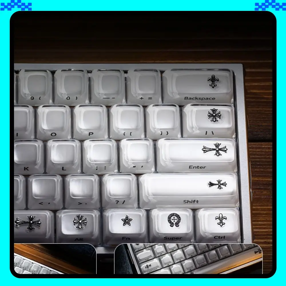 

XVX Jelly Ice Crystal 2,0 круглые боковые колпачки для клавиш, полупрозрачный белый OEM-профиль, колпачок для клавиш для MDA, магнитная механическая клавиатура, подарок