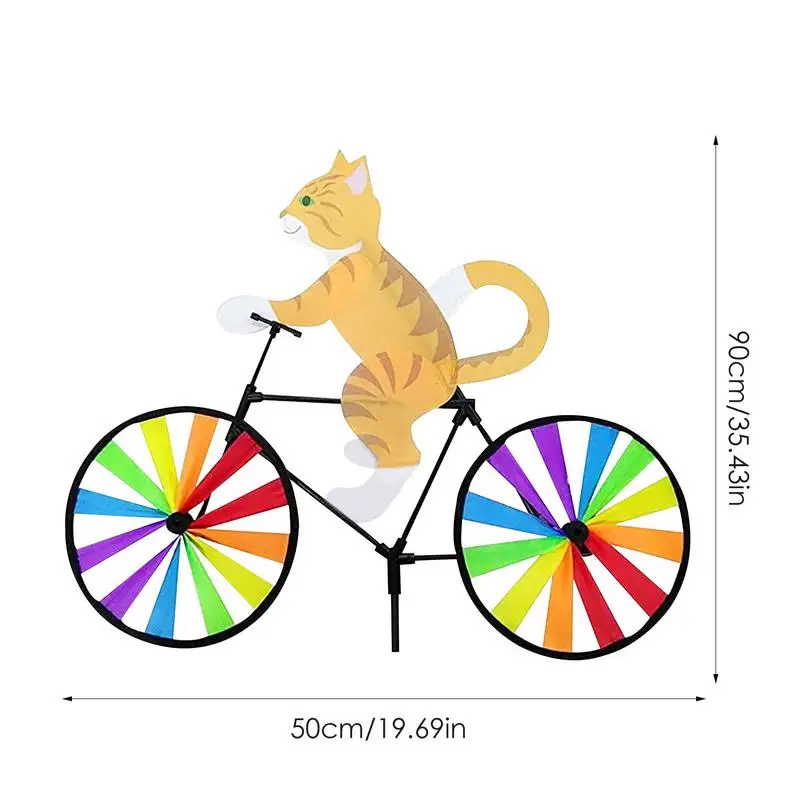 3D zwierzę kot pies na rowerze DIY wiatrak trawnik ozdoby wiatraczek rower zwierząt wirować dekoracja zewnętrzna ogrodowe