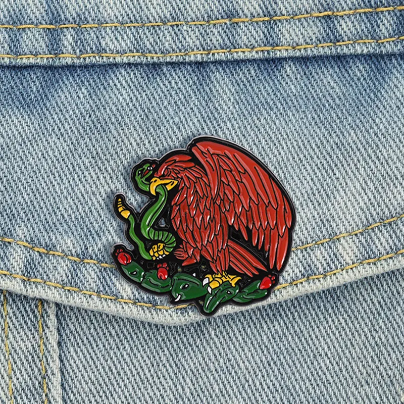 Mexican Eagle Snake Cactus Enamel Pins Mexico Aztec Culture Brooches Lapel Badge Jewelry Accessory Gifts For Friends