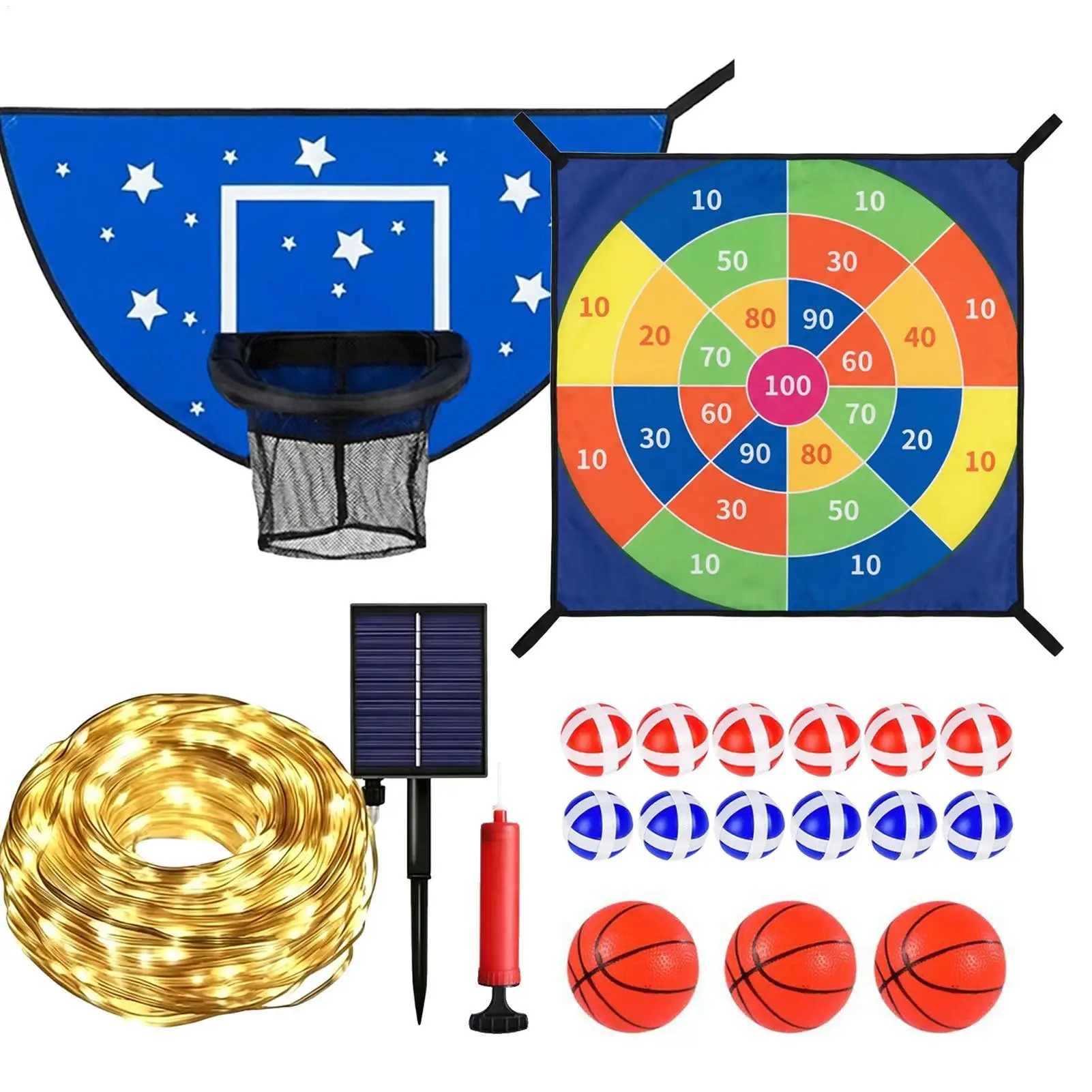 

Trampoline Basketball Hoop With Solar Lights Large Attachment Toys Basketball Hoop For Trampoline Outdoor For Kids Boys Girls