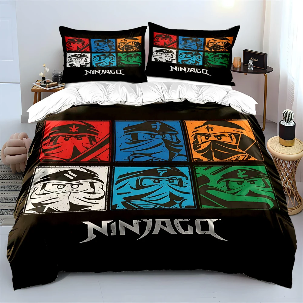 New Product！N-Ninja Games Pattern Duvet Cover Set Digital Print Colorful Polyester Bedding with Zipper Closur for Kids Gifts