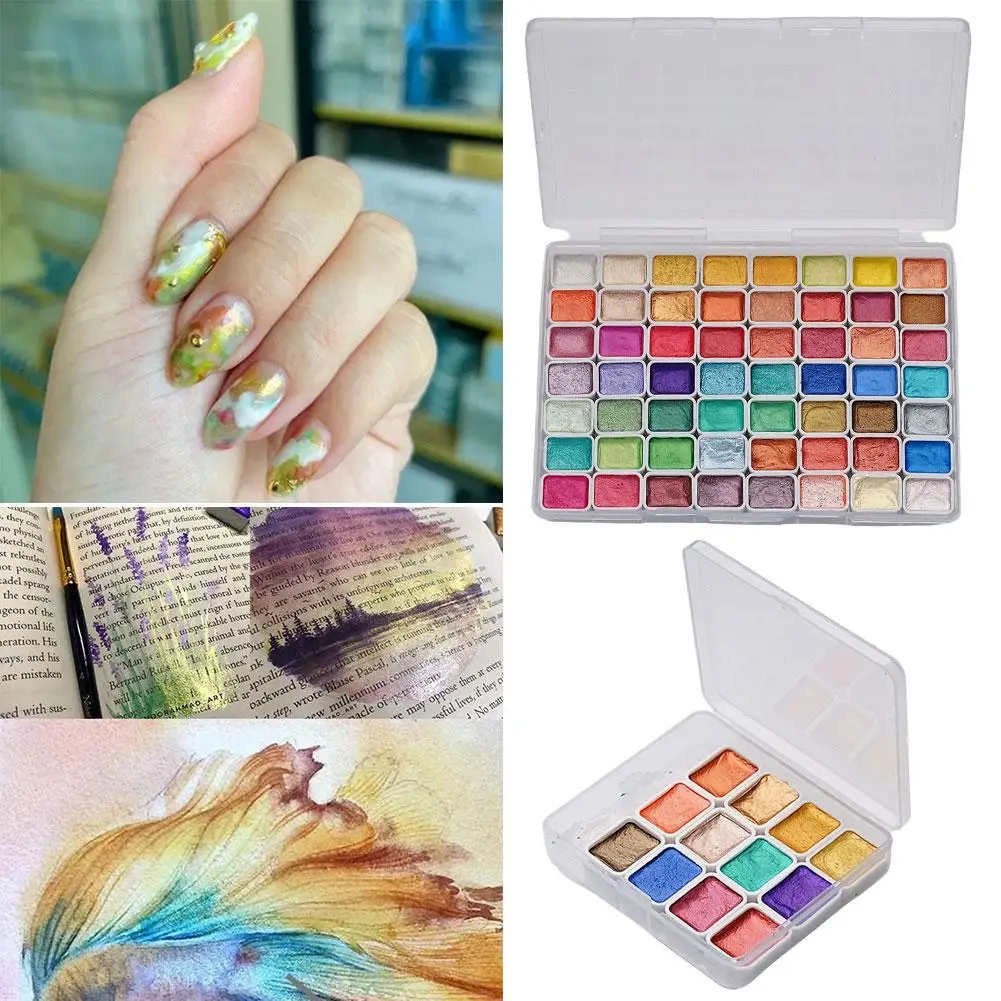 

56 Colors Pearlescent Solid Watercolour Paints Japanese Flower Manicure Blooming Graffiti Decoration Painting Makeup Entwin F4Q4