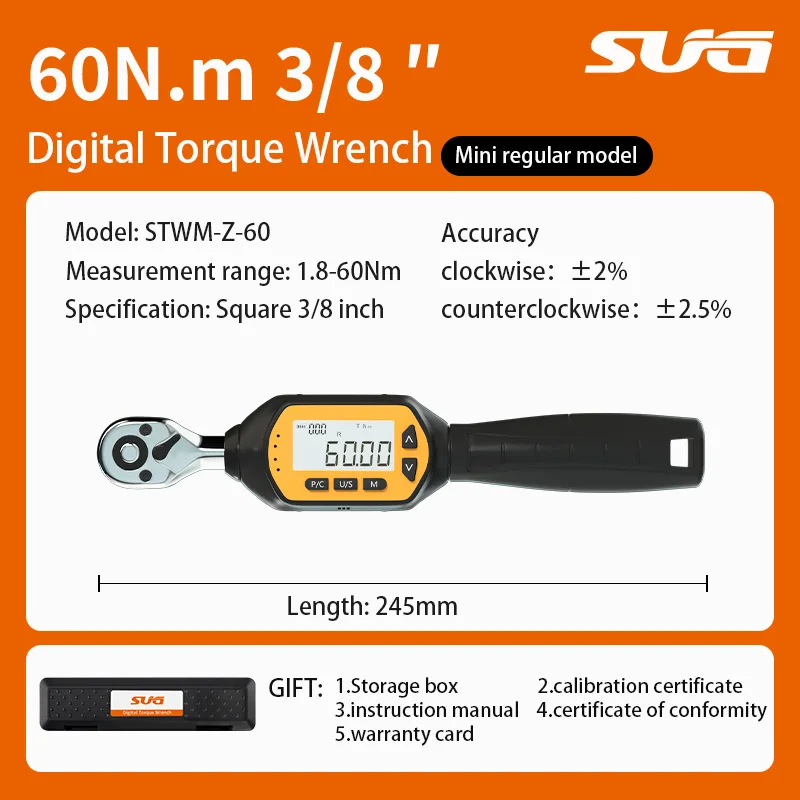

SUG digital torque wrench 3/8 inch drive with light,1.8-60 N.m, high-precision car accessories can preset digital torque wrench