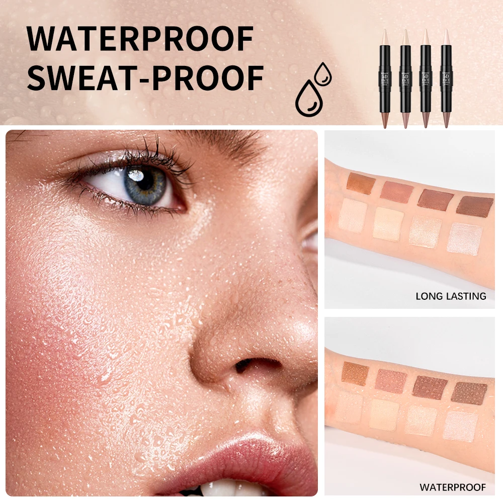 Double Head Contour Face Foundation Concealer Pen Long Lasting Dark Circles Body Corrector Contour Concealers Stick Cosmetics
