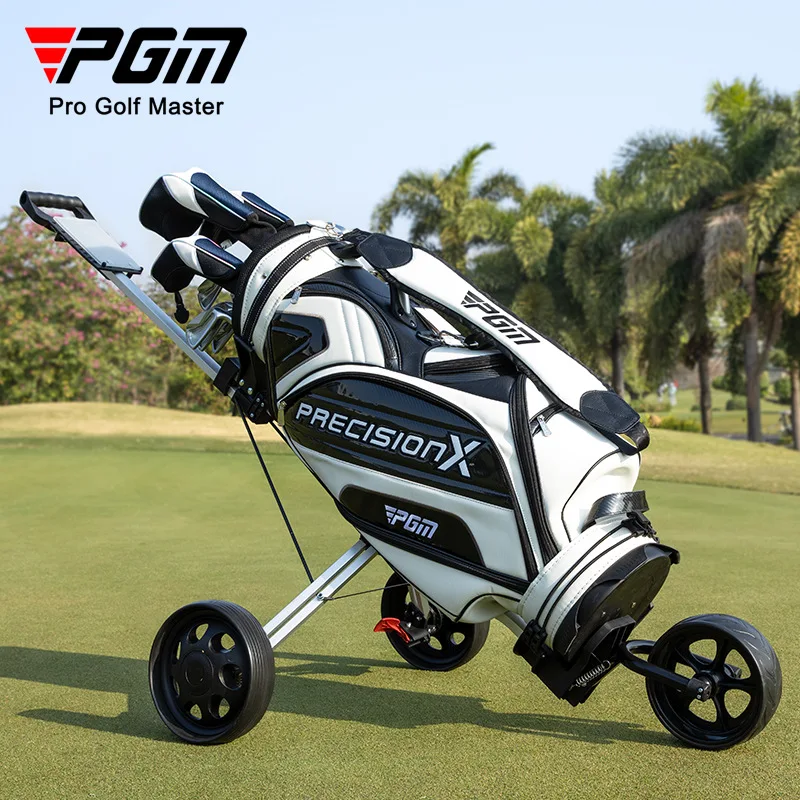 PGM Foldable Golf Trolley, Lightweight Aluminum Alloy Golf Pull Cart, Portable Golf Accessory for Driving Range and Course Use