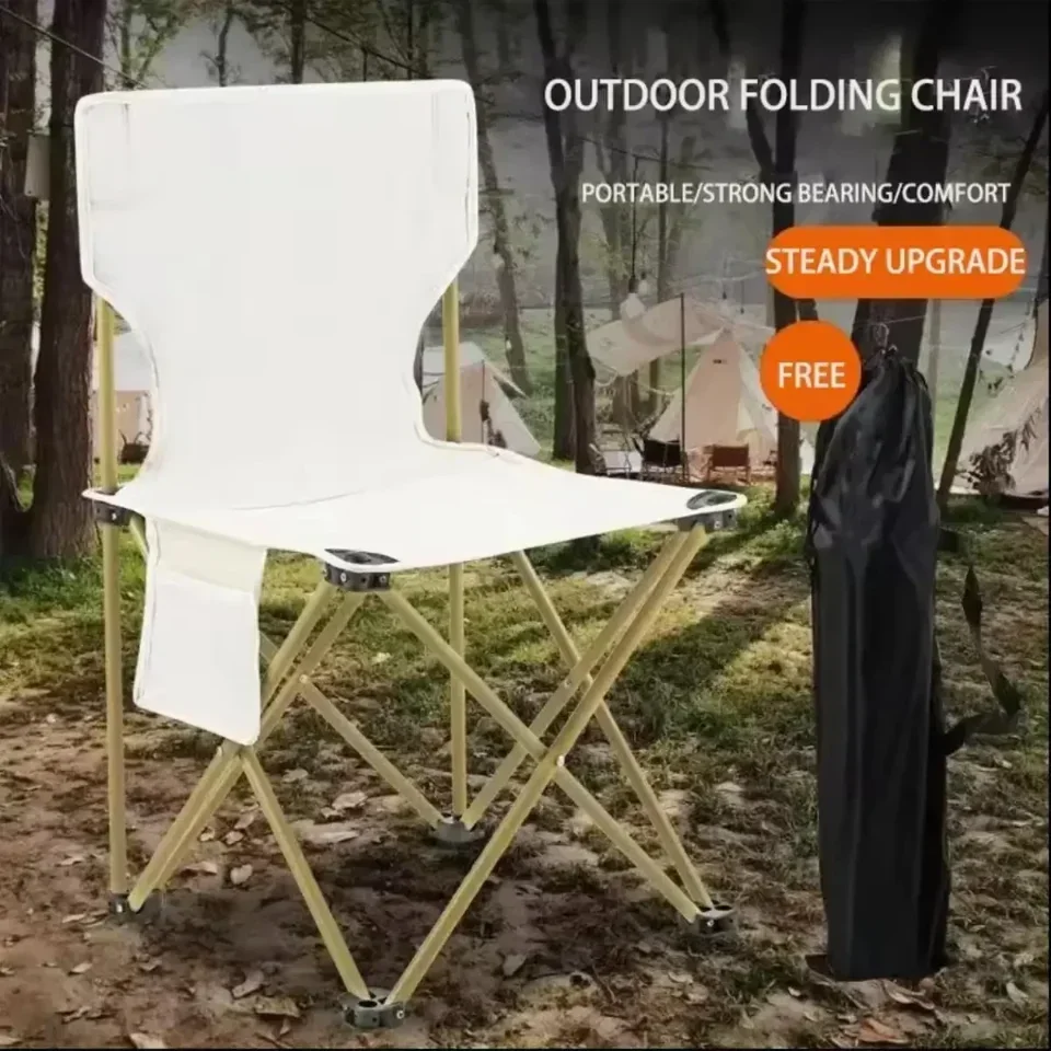 Outdoor Foldable Chair Camping Chair with Side Pocket Picnic Oxford Cloth Chairs Portable Beach Fishing Chairs Outdoor Chair