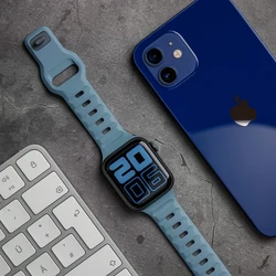 Ремешок спортивный для Apple Watch 8 7 Series 44 мм 45 мм, мягкий силиконовый резиновый браслет для iWatch 6 5 4 3 2 1 42 мм 49 мм