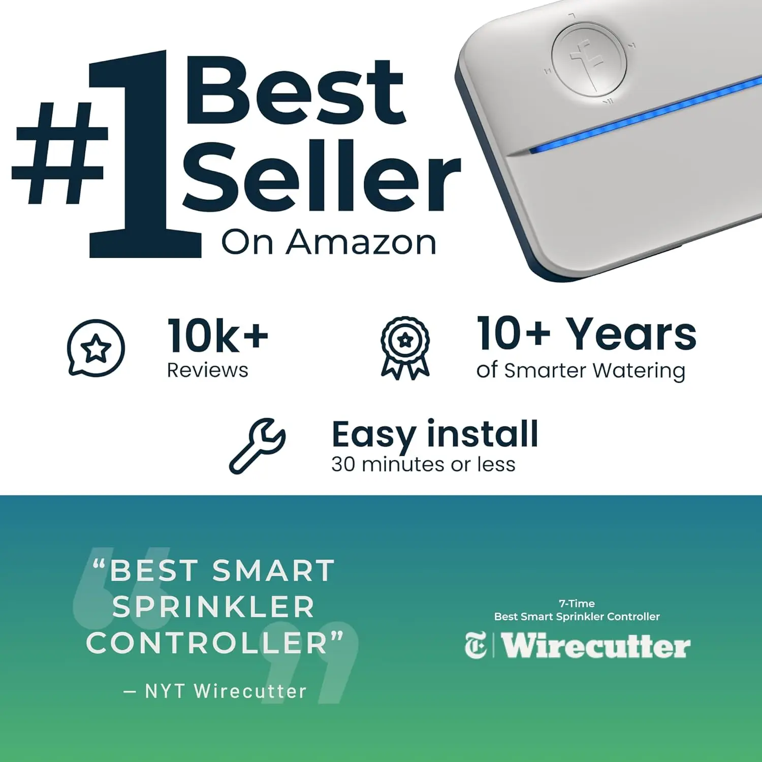 Smart Sprinkler Controller, Programação automática simples, Corrida rápida, Inteligência meteorológica local, 16 zonas, 3