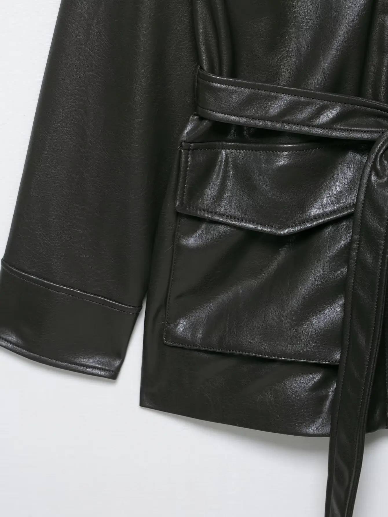 Outono feminino jaqueta de couro do plutônio vintage lapela zíper casaco de couro falso alta rua motocicleta outwear com cinto streetwear