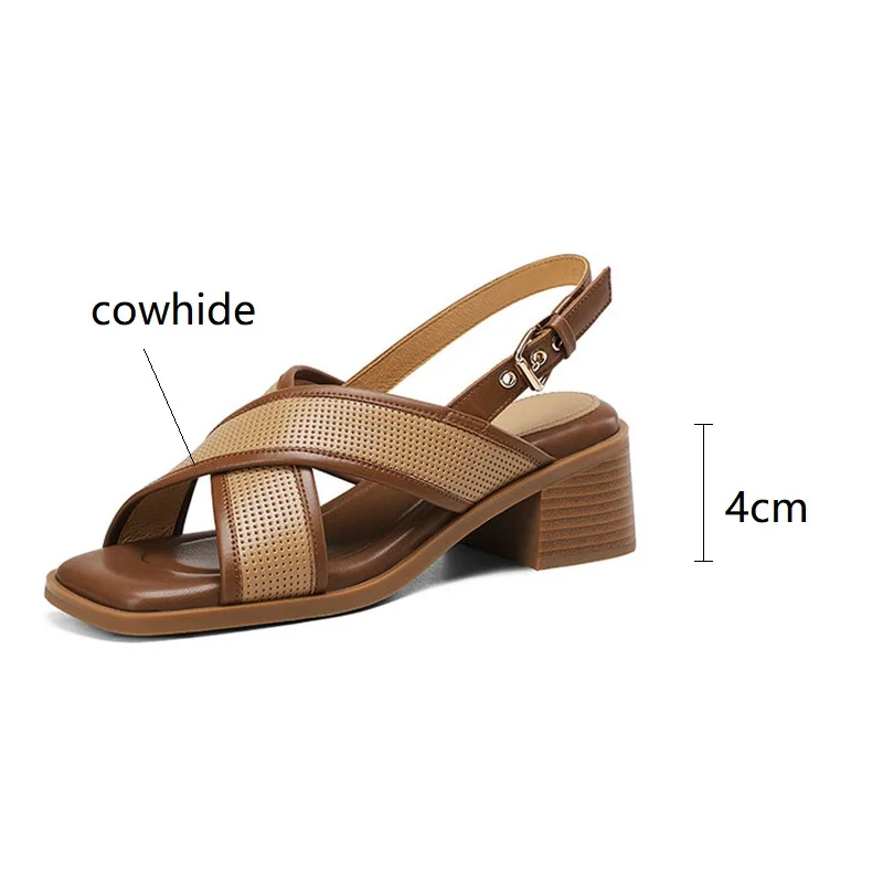 2023 New Fashion Mixed Color Casual Sandals Square Toe Summer Sandals Shoes Chunky Heels Sandals for Women Zapatos De Mujer