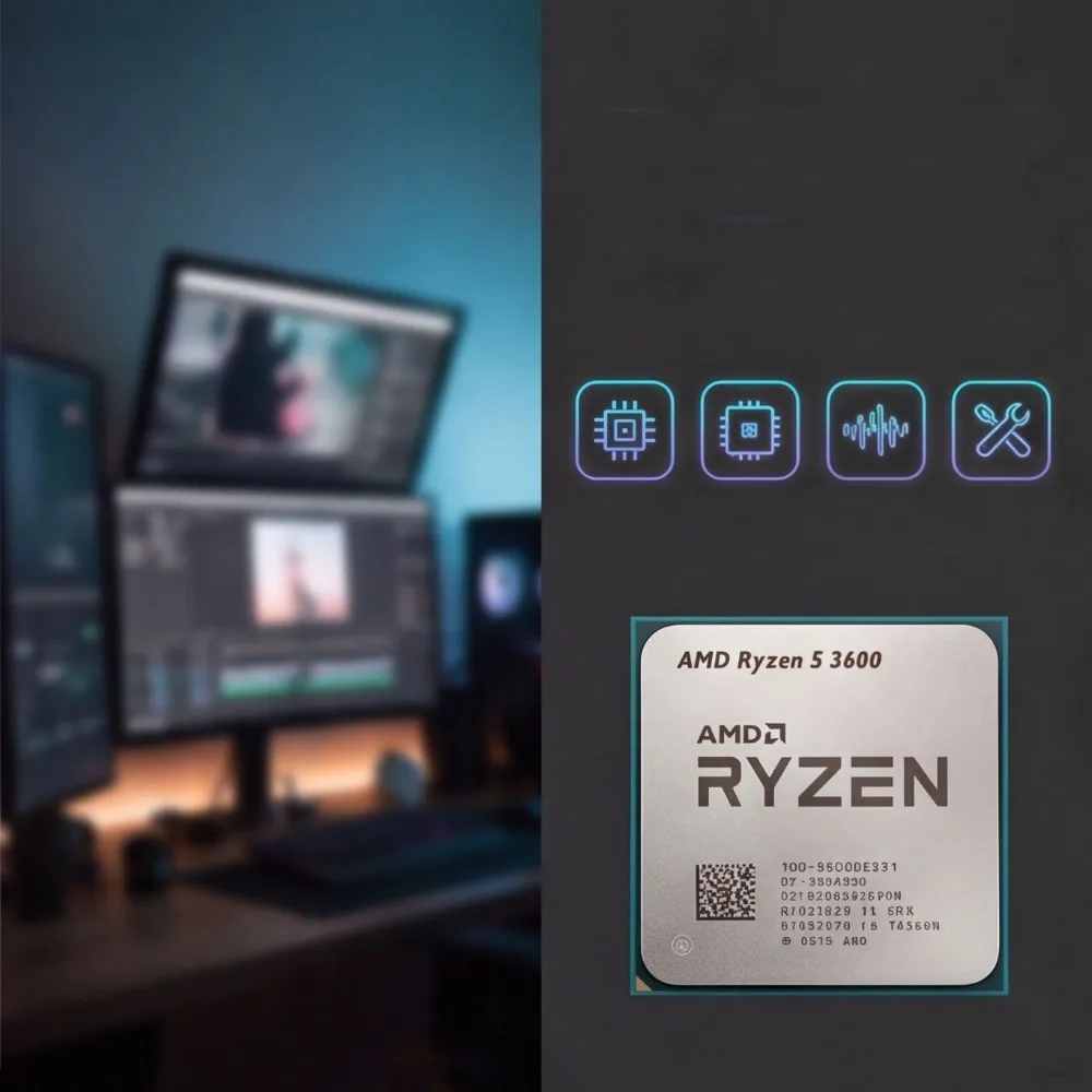 AM4 Interface Desktop CPU Ryzen 5 3600 R5 3600 Zen2 Craft 4.4GHz Boost 6 Cores 12 Threads 65W TDP For Gaming Office Design Use