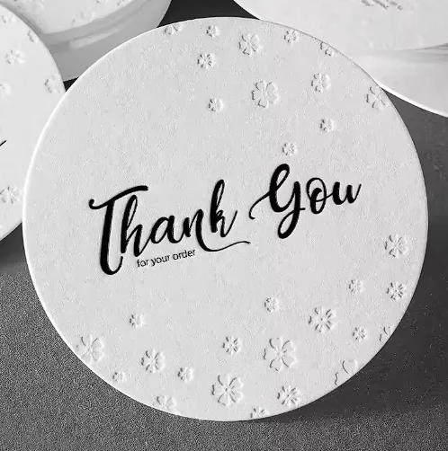 Custom blind embossed logo pattern design for your own logo, white embossed paper card, cotton paper business card