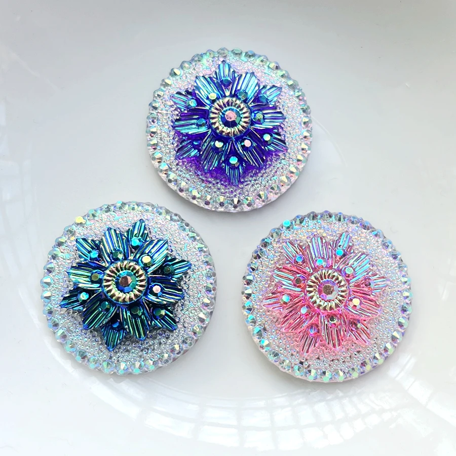 30MM round resin Flat back Flower Gems Native Earrings Jewelry Accessories Wedding decoration 10 pieces/bag