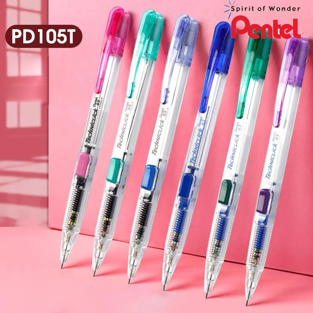 Lápiz mecánico prensado lateral Pentel PD105T de Japón, 0,5/0,7, accesorios escolares, papelería kawaii para volver a la escuela