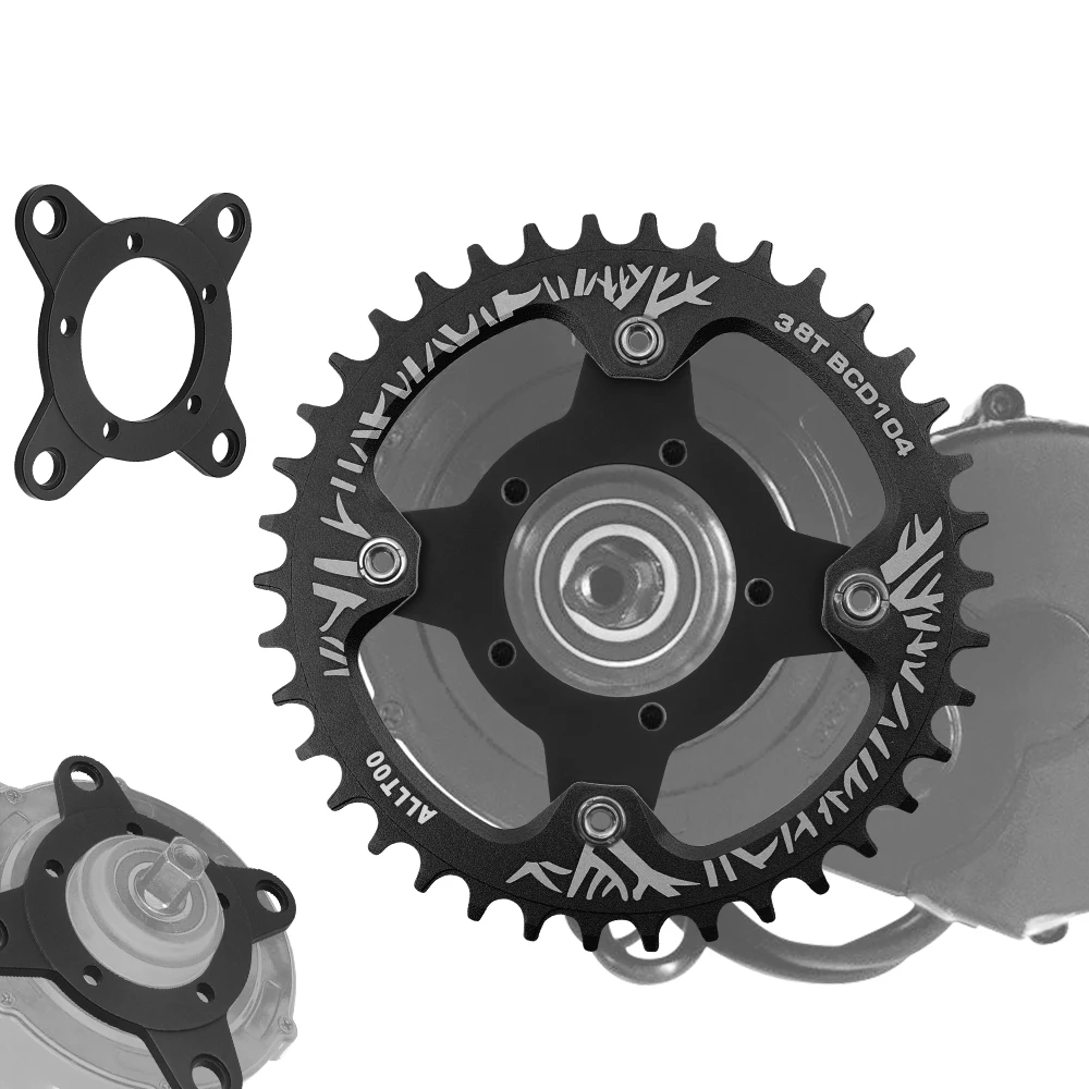 ALLTOO Bike Part Bafang 104BCD Motor 32T/34T/36T/38T Crankset Chainring Bicycle Chainwheel Round Shape Narrow Wide Single Plate view 4