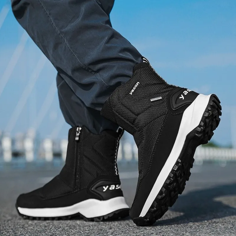 Зимние мужские ботинки, толстая плюшевая теплая хлопковая обувь, уличные высокие берцы для отдыха, мужские нескользящие ботинки на платформе, Botas Para Hombre