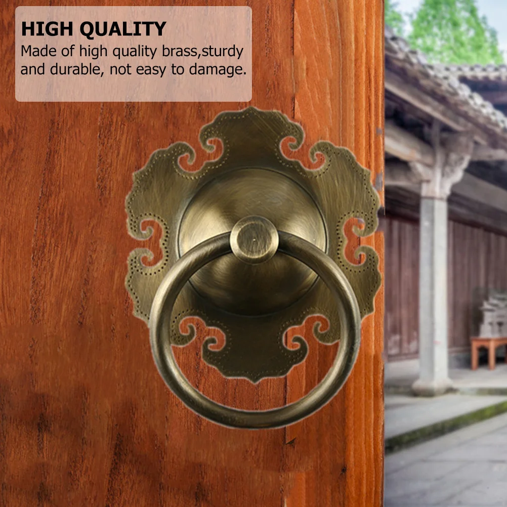 

1Pcs Chinese Style Vintage Brass Door Knocker Retro Door Pull Ring Hardware for Home Cabinet Drawer Furniture Decor