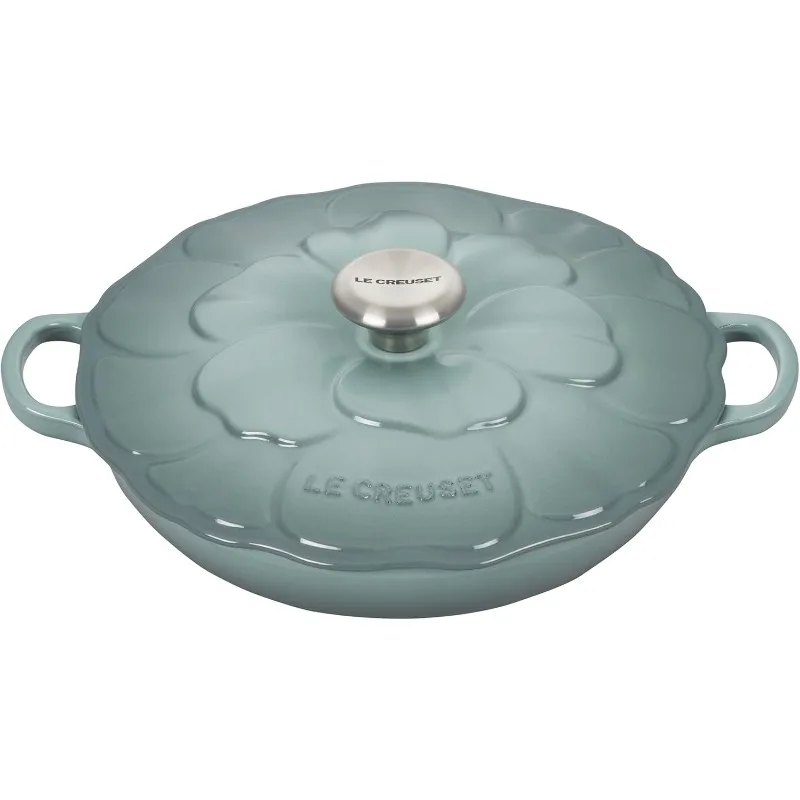 Signature Enameled Cast Iron Petal Braiser, 2.25qt., Sea Salt