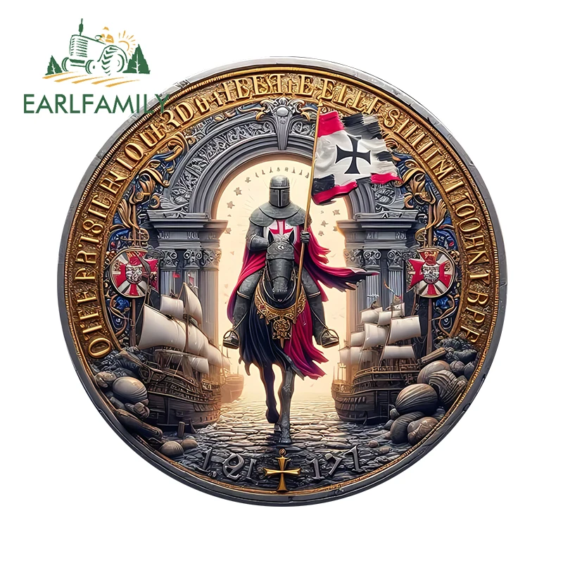 EARLFAMILY Wonderful Crusades Knights Car Stickers Cool Creative Romanesque Style Vehicle Decals Vinyl Fuel Tank Cap Accessories