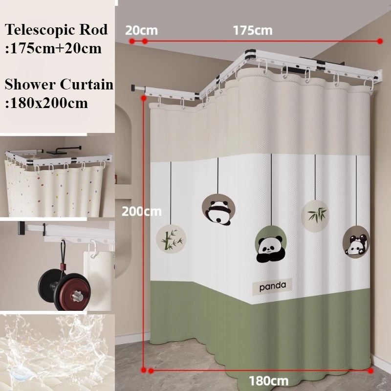 Invisible Folding Shower Curtain, Dry-wet Separation Shower Partition, No Need To Drill Holes, Bathroom Waterproof Fabric