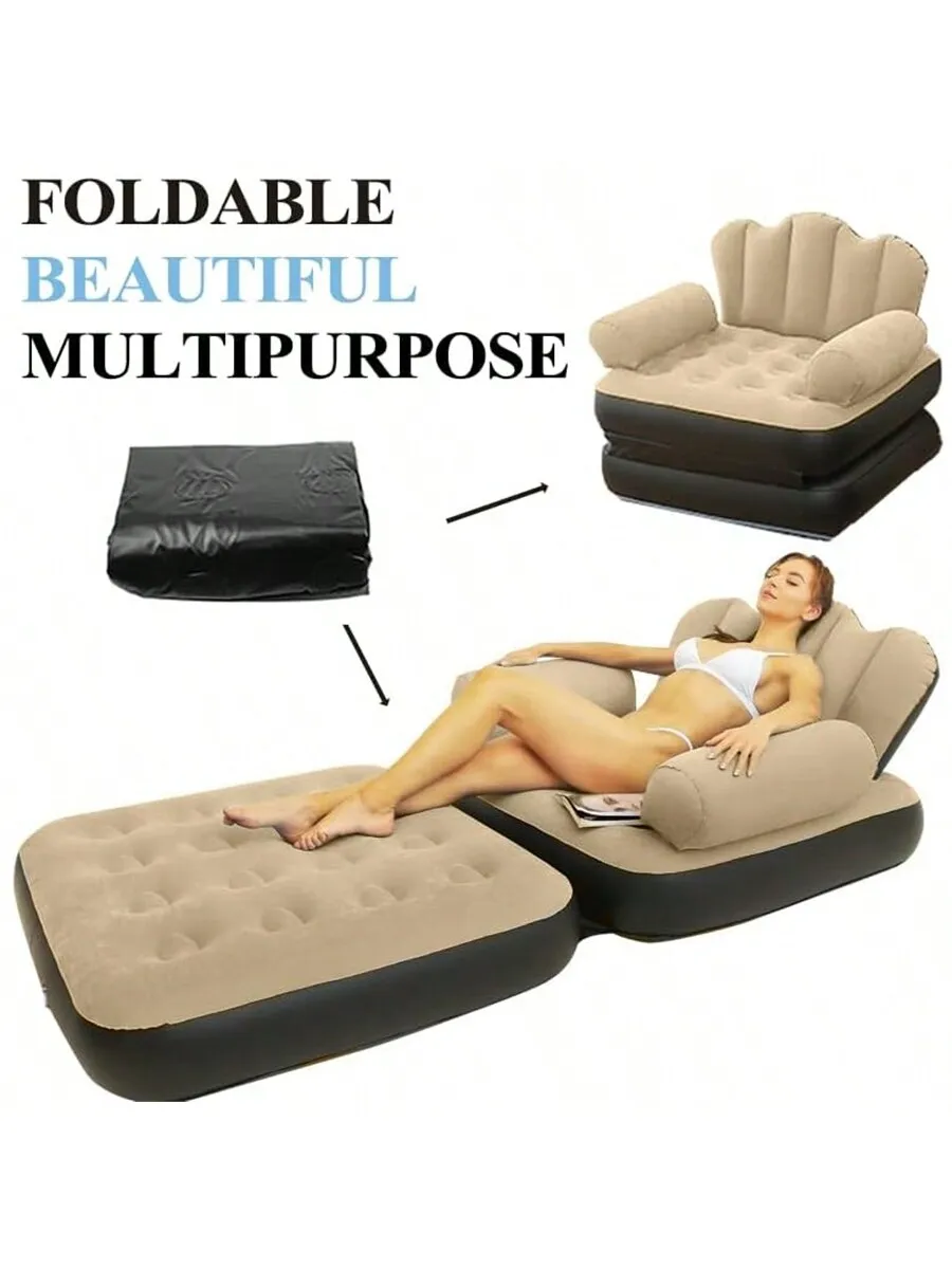 Inflatable Sofa Outdoor Adult Lazy Sofa Multifunctional Five in One Inflatable Bed Convenient Foldable Lounge Chair