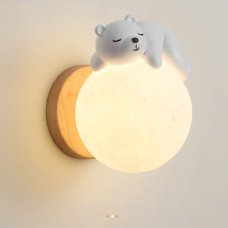 

Pop Cartoon Bear Lamps Moon Wall Light For Bedroom Bedside Lighting Rabbit Bear Astronaut Animal Boy Girl Baby Room Night Lights