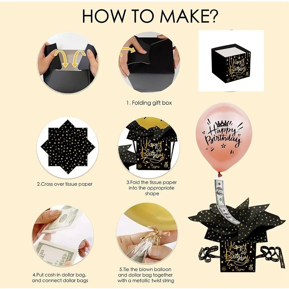 Birthday Surprise Birthday Money Box Fuuny Creative Paper Cash Pull Gift Boxs Happy Birthday Surprise Money Box Party
