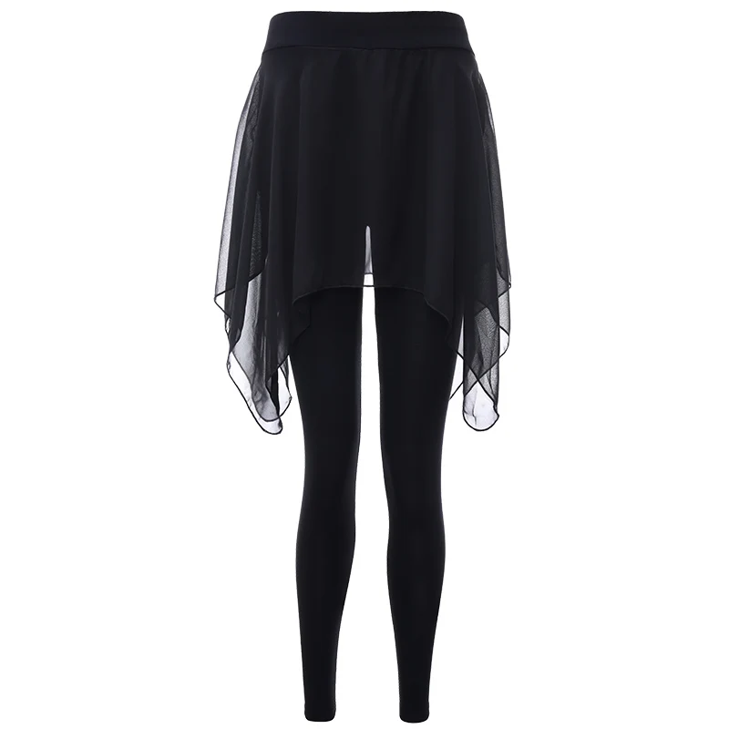 여성용 발레 스커트 타이츠, 요가, 라틴, 현대 무용 연습복용 스커트가 부착된 타이트 댄스 팬츠