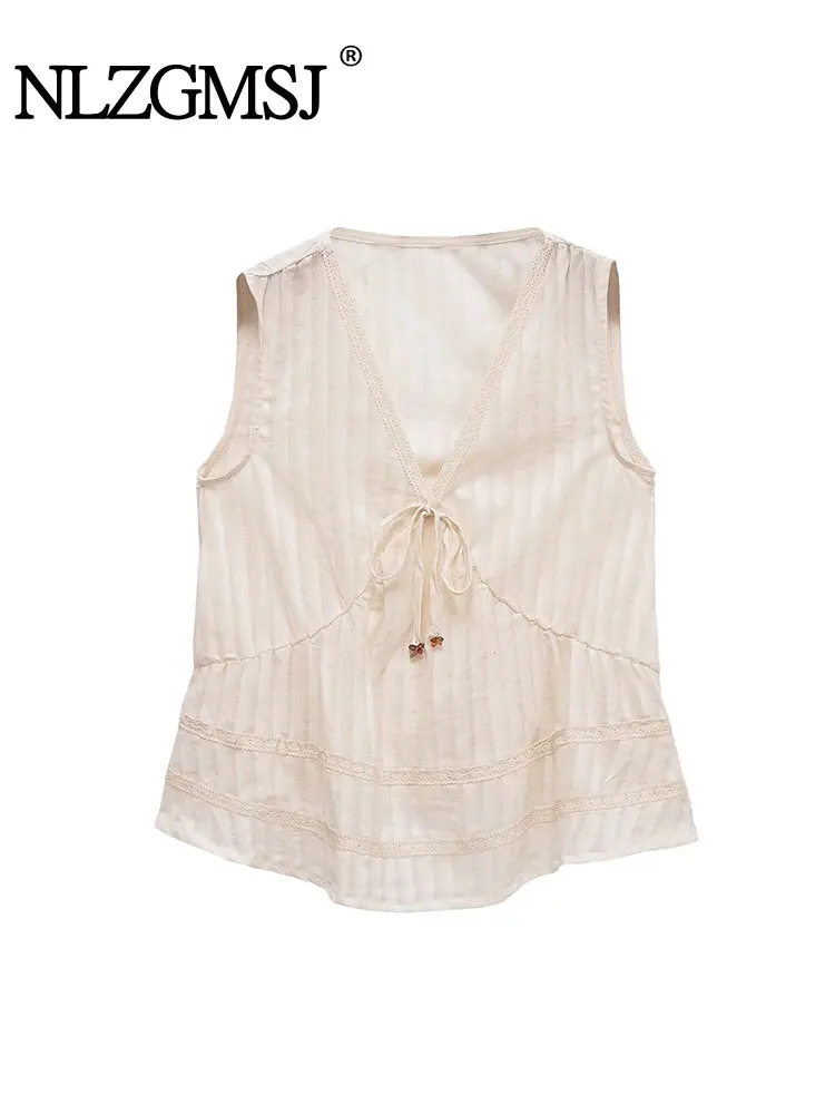 

2025 Summer Wrinkle Embellished Sleeveless Tops for Women Sleeveless Tops Fashion Cropped Tops