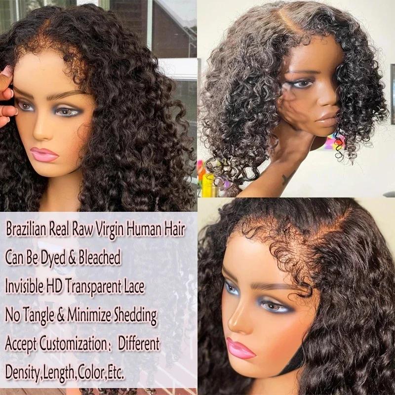 34in 250% Curly Baby Hair Wig 13x6 HD Lace Front Human Hair Wigs Kinky Curly Pre plucked 4x4 HD Closure Wig For Women Water Wave
