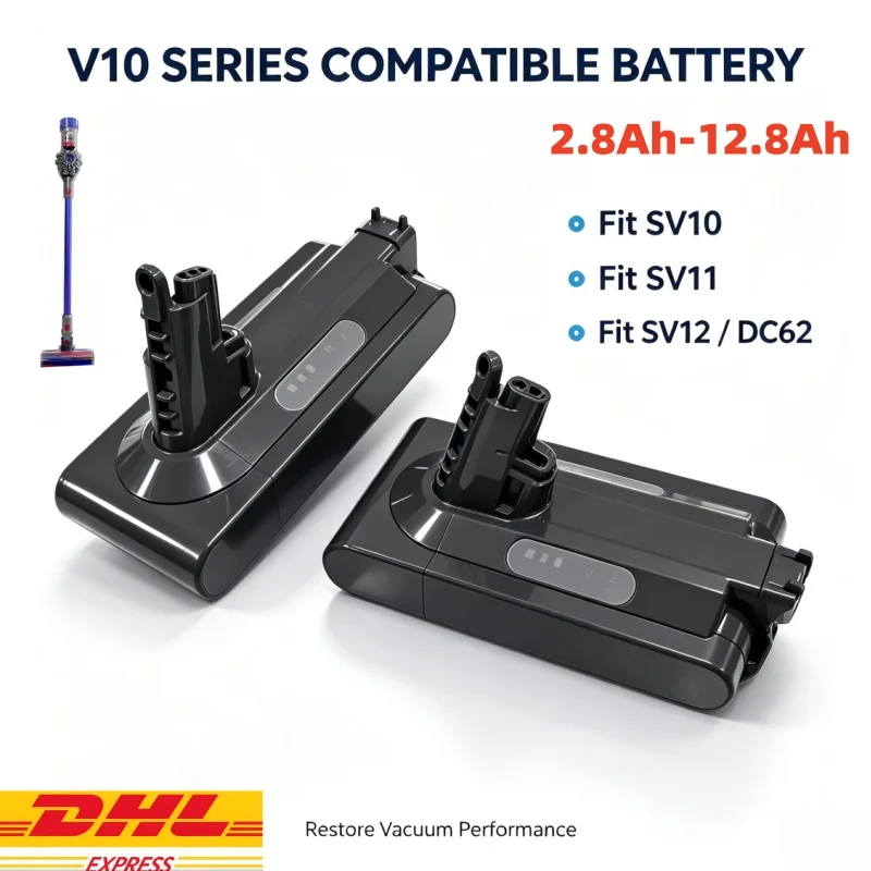 2800mAh‑12800mAh High Capacity V10 Rechargeable Battery, Suitable for SV12 DC62 SV11 SV10 Handheld Vacuum Cleaner