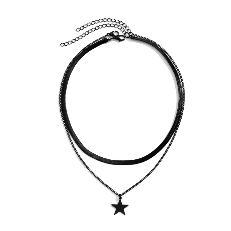 2 Pack Pentagram Chain Necklaces Star Chain Chokers Star Chain Necklaces Pentagram Star Chokers Pendant Choker for Girls