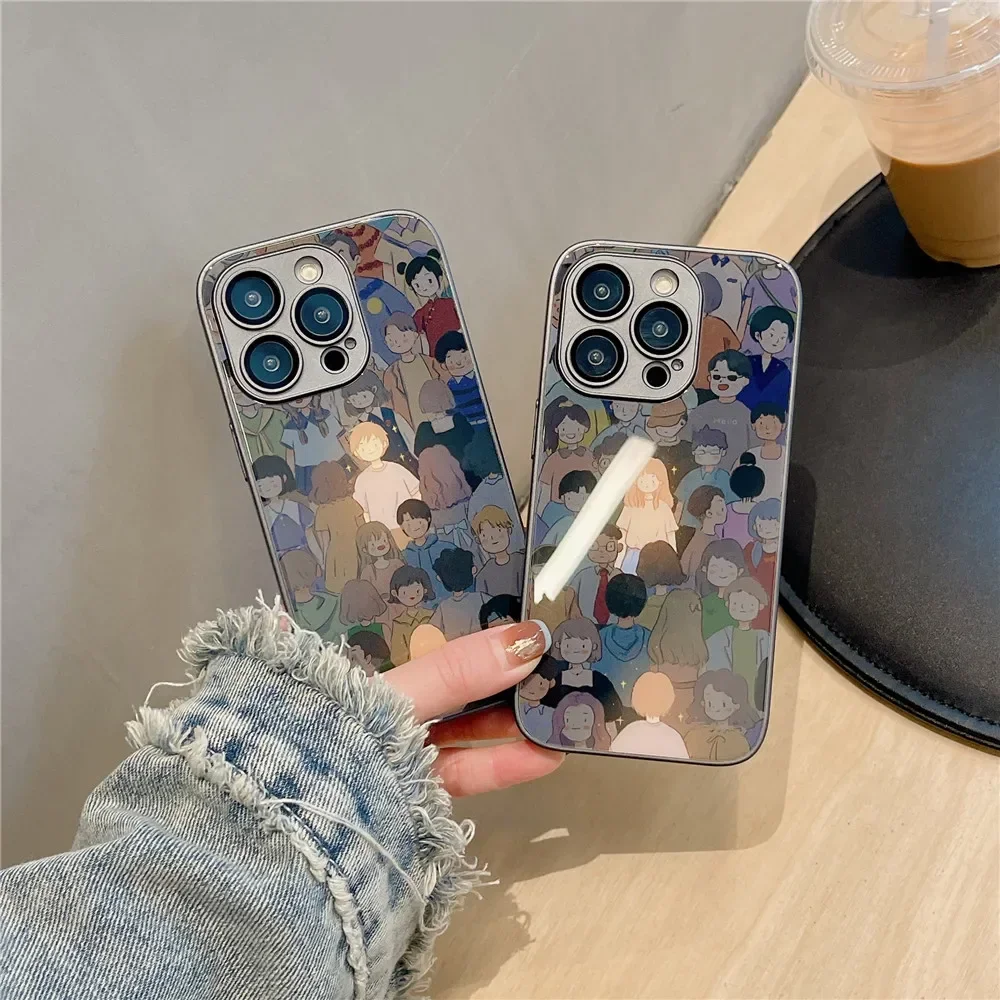 Couples Acrylic Phone Cases for Iphone 15 14 Pro Max Cover Protective Cute Coque for Iphone 13 11 12 Pro Max Xs Max Xr X Case