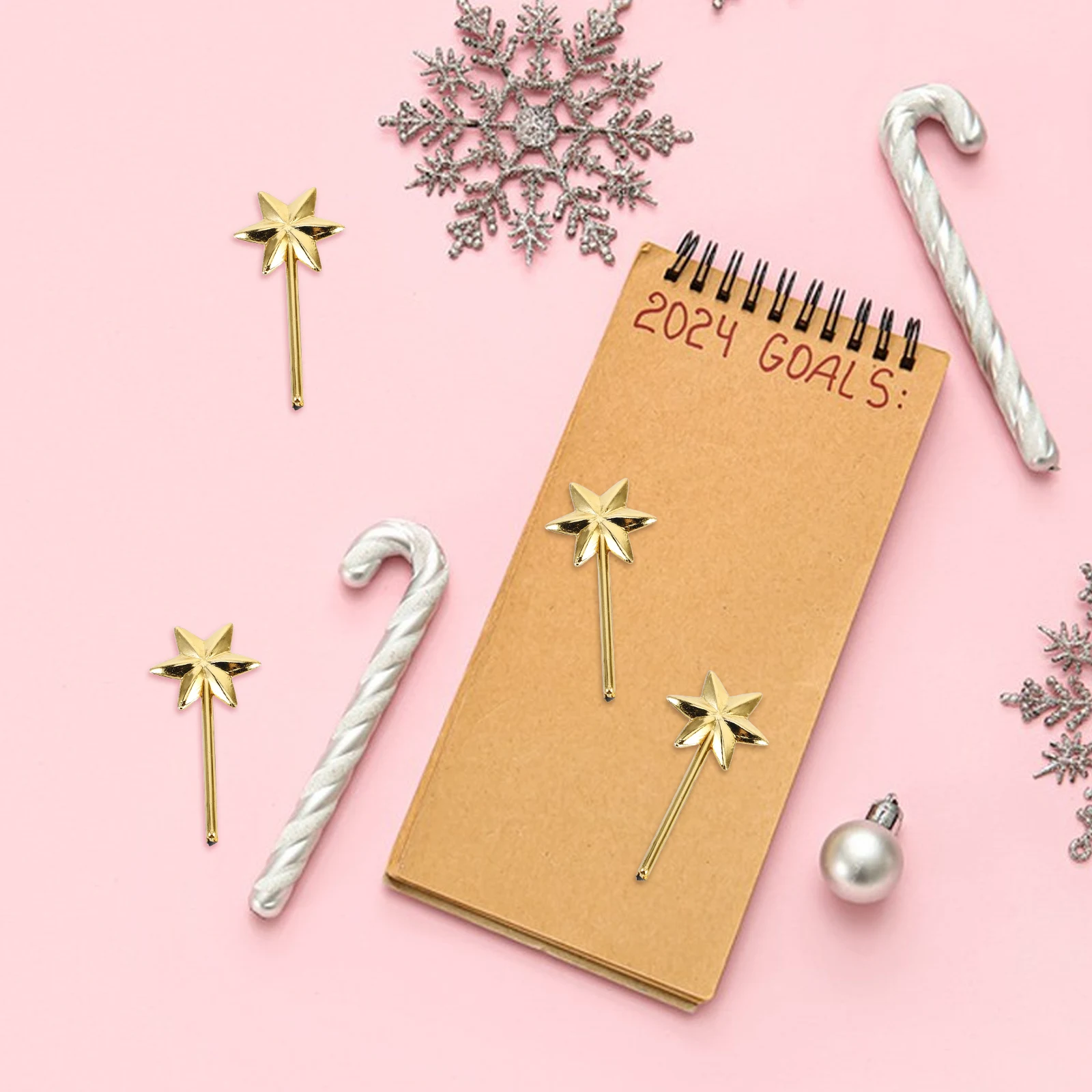 

50 Pcs Golden Hexagonal Star Stick Angel Hexagram Wands Bulk Decorative Fairy Party Decorations Sticks