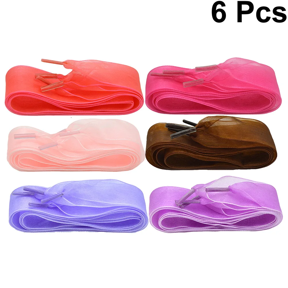 

6pcs 2.5X115Cm Wide Flat Shoelaces Shoe Laces For Sneakers Boots Skates Durable Lightweight Fashion Multicolor Design Chiffon
