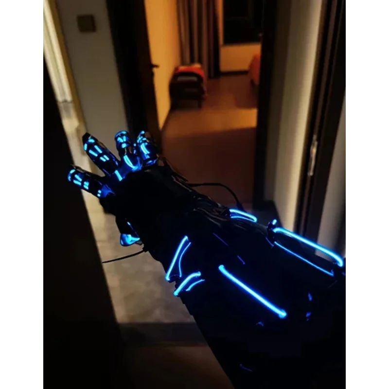 Punk Mechanical Glow Gloves Flexible Trendy Fingers Cool Game Equipment Punk Armor Glow Gloves Cosplay Clothing Props