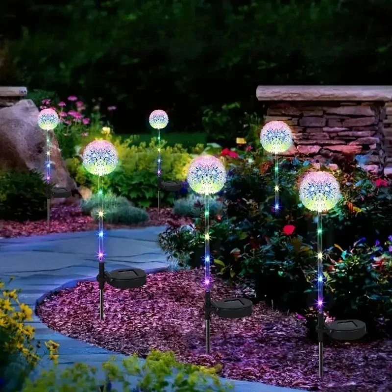 Outdoor dandelion lamp lawn lamp solar garden courtyard walkway lawn decoration LED color onion ball lamp