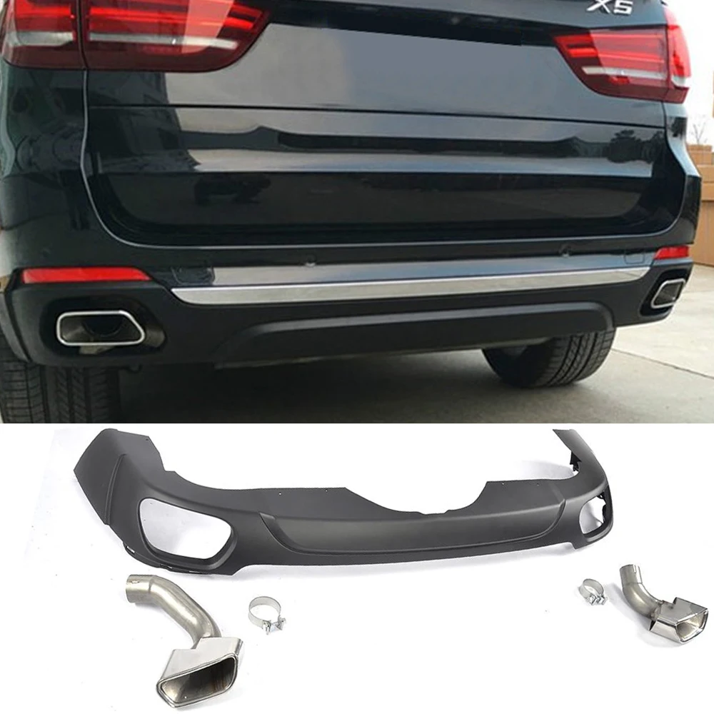 PP Car Rear Bumper Diffuser Spoiler for BMW X5 F15 Standard Bumper 2015 2016 Rear Diffuser Lip with Exhaust Tips