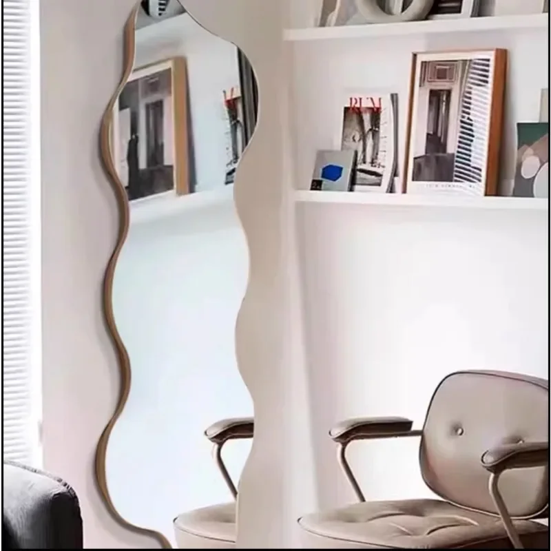 Wavy Living Room Art Mirror Wall Minimalist Modern Funky Design Full Body Mirror Create Irregular Living Room Espelhos Products