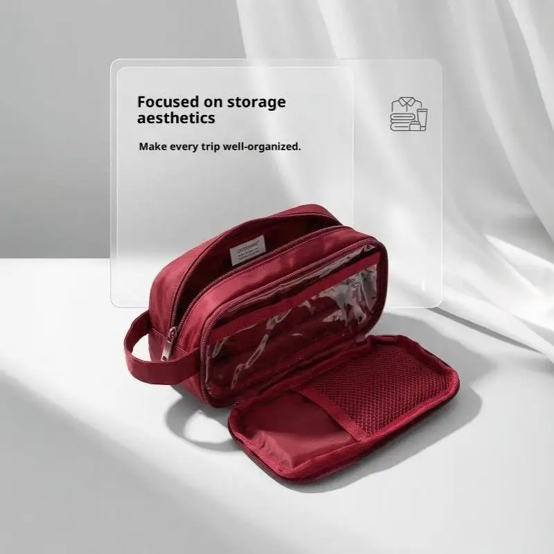 Doppelschichtige Kosmetiktasche Reise-Make-up-Organizer Große Kapazität Toilettenartikel-Tasche Multifunktionales Federmäppchen Pinselhalter – Detail 12