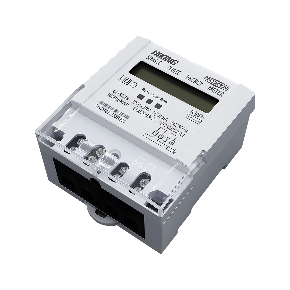 TOMZN DDS238 BD Bi-directional Reverse Active Energy Meter 5-100A 220/230V 50/60Hz Single Phase Din Rail KWH Watt Hour LCD